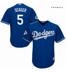 Mens Majestic Los Angeles Dodgers 5 Corey Seager Replica Royal Blue Alternate 2017 World Series Bound Cool Base MLB Jersey