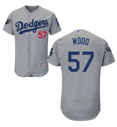 Mens Majestic Los Angeles Dodgers 57 Alex Wood Gray Alternate Flex Base Authentic Collection 2018 World Series Jersey