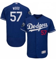 Mens Majestic Los Angeles Dodgers 57 Alex Wood Royal Blue Alternate Flex Base Collection 2018 World Series Jersey 2