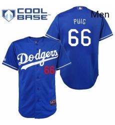 Mens Majestic Los Angeles Dodgers 66 Yasiel Puig Authentic Royal Blue Cool Base MLB Jersey