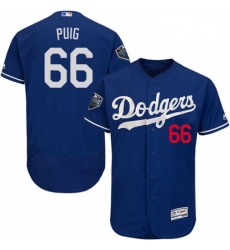 Mens Majestic Los Angeles Dodgers 66 Yasiel Puig Royal Blue Flexbase Authentic Collection 2018 World Series Jersey