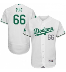 Mens Majestic Los Angeles Dodgers 66 Yasiel Puig White Celtic Flexbase Authentic Collection MLB Jersey