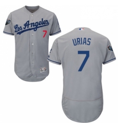 Mens Majestic Los Angeles Dodgers 7 Julio Urias Grey Road Flex Base Authentic Collection 2018 World Series Jersey 