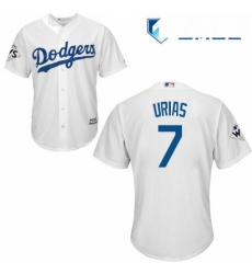 Mens Majestic Los Angeles Dodgers 7 Julio Urias Replica White Home 2017 World Series Bound Cool Base MLB Jersey