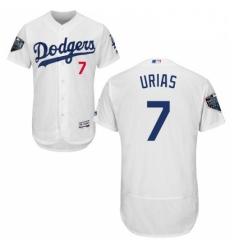 Mens Majestic Los Angeles Dodgers 7 Julio Urias White Home Flex Base Authentic Collection 2018 World Series Jersey