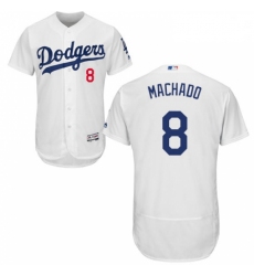 Mens Majestic Los Angeles Dodgers 8 Manny Machado White Home Flex Base Authentic Collection MLB Jersey