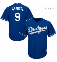 Mens Majestic Los Angeles Dodgers 9 Yasmani Grandal Authentic Royal Blue Alternate Cool Base MLB Jersey