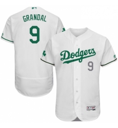 Mens Majestic Los Angeles Dodgers 9 Yasmani Grandal White Celtic Flexbase Authentic Collection MLB Jersey