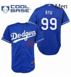 Mens Majestic Los Angeles Dodgers 99 Hyun Jin Ryu Replica Royal Blue Cool Base MLB Jersey