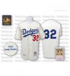 Mens Mitchell and Ness Los Angeles Dodgers 32 Sandy Koufax Authentic White Throwback MLB Jersey