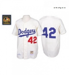 Mens Mitchell and Ness Los Angeles Dodgers 42 Jackie Robinson Authentic White Throwback MLB Jersey