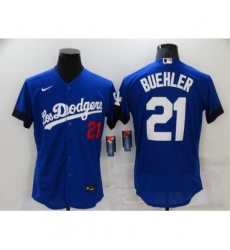 Men's Nike Los Angeles Dodgers #21 Walker Buehler Blue Elite City Player Jersey