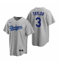 Mens Nike Los Angeles Dodgers 3 Chris Taylor Gray Alternate Stitched Baseball Jersey