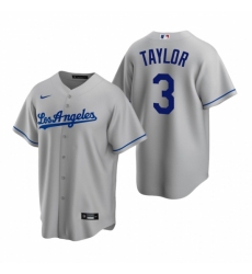 Mens Nike Los Angeles Dodgers 3 Chris Taylor Gray Road Stitched Baseball Jersey