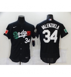 Men's Nike Los Angeles Dodgers #34 Fernando Valenzuela Black Elite Jersey