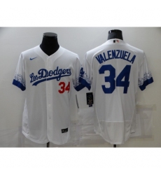 Men's Nike Los Angeles Dodgers #34 Fernando Valenzuela White Elite City Player Jersey