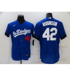 Men's Nike Los Angeles Dodgers #42 Jackie Robinson Blue Elite City Player Jersey