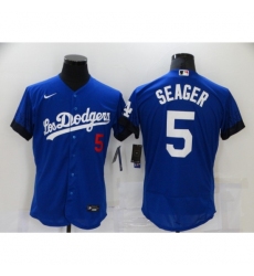 Men's Nike Los Angeles Dodgers #5 Corey Seager Blue Elite City Player Jersey