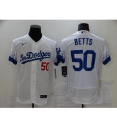 Men's Nike Los Angeles Dodgers #50 Mookie Betts White Elite City Player Jersey
