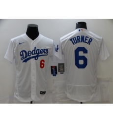 Men's Nike Los Angeles Dodgers #6 Trea Turner White Elite Jersey