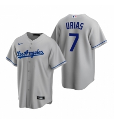 Mens Nike Los Angeles Dodgers 7 Julio Urias Gray Road Stitched Baseball Jerse
