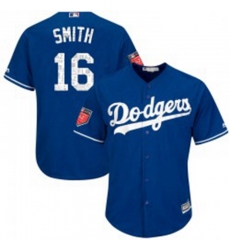 Will Smith Mens Los Angeles Dodgers Royal Replica Cool Base 2018 Spring Training Jersey Majestic