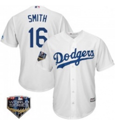 Will Smith Mens Los Angeles Dodgers White Replica Cool Base Home 2018 World Series Jersey Majestic