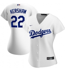 Los Angeles Dodgers 22 Clayton Kershaw Nike Women Home 2020 MLB Player Jersey White