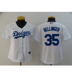 Women Dodgers 35 Cody Bellinger White Women 2020 Nike Cool Base Jersey