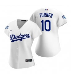 Women Los Angeles Dodgers 10 Justin Turner White 2020 World Series Champions Replica Jersey