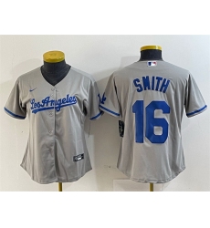 Women Los Angeles Dodgers 16 Will Smith Grey Stitched Jersey