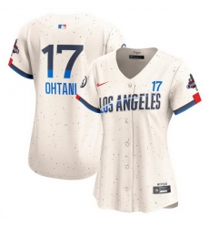 Women Los Angeles Dodgers 17 Shohei Ohtani Cream 2024 World Series Champions City Connect Limited Stitched Baseball Jersey 