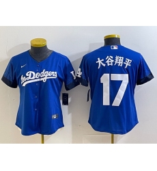Women Los Angeles Dodgers 17  Shohei Ohtani Royal City Connect Stitched Jersey 