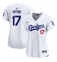 Women Los Angeles Dodgers 17 Shohei Ohtani White Stitched Jersey 28Run Small 29