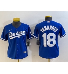 Women Los Angeles Dodgers 18 Yoshinobu Yamamoto Blue Stitched Jersey 