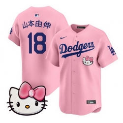 Women Los Angeles Dodgers 18  Yoshinobu Yamamoto Pink 2025 Hello Kitty Vapor Limited Stitched Baseball Jersey 