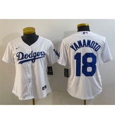 Women Los Angeles Dodgers 18 Yoshinobu Yamamoto White Stitched Jersey 28Run Small 29