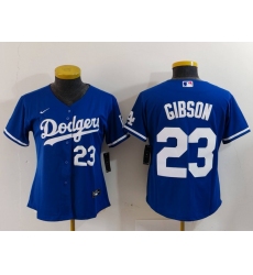 Women Los Angeles Dodgers 23 Kirk Gibson Blue Stitched Jersey 3