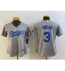 Women Los Angeles Dodgers 3 Chris Taylor Grey Stitched Jersey 