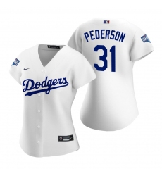 Women Los Angeles Dodgers 31 Joc Pederson White 2020 World Series Champions Replica Jersey