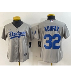 Women Los Angeles Dodgers 32 Sandy Koufax Grey Stitched Jersey