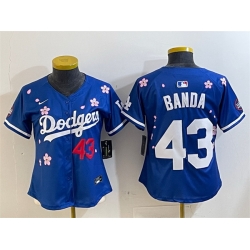Women Los Angeles Dodgers 43 Anthony Banda Royal 2025 Tokyo Series Limited Stitched Baseball Jersey