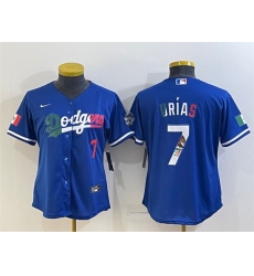 Women Los Angeles Dodgers 7 Julio Urias Royal Mexico Cool Base Stitched Jersey