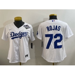 Women Los Angeles Dodgers 72 Miguel Rojas White 2025 World Series Home Cool Base Stitched Baseball Jersey 