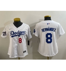 Women Los Angeles Dodgers 8 Enrique Hernandez White 2025 World Series Champions Home Limited Stitched Baseball Jersey 
