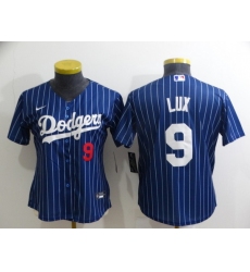 Women Los Angeles Dodgers 9 Gavin Lux Blue Stitched Baseball Jersey 28Run Small 2
