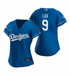 Women Los Angeles Dodgers 9 Gavin Lux Royal 2020 World Series Champions Replica Jersey
