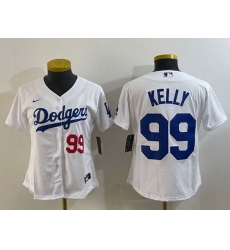 Women Los Angeles Dodgers 99 Joe Kelly White With Patch Stitched Jersey