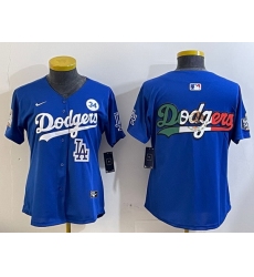 Women Los Angeles Dodgers Blank Blue 2024 World Series With No  34 Patch Home Limited Stitched Baseball Jersey  3