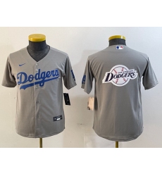 Women Los Angeles Dodgers Grey Team Big Logo Stitched Jersey 28Run Small 29s